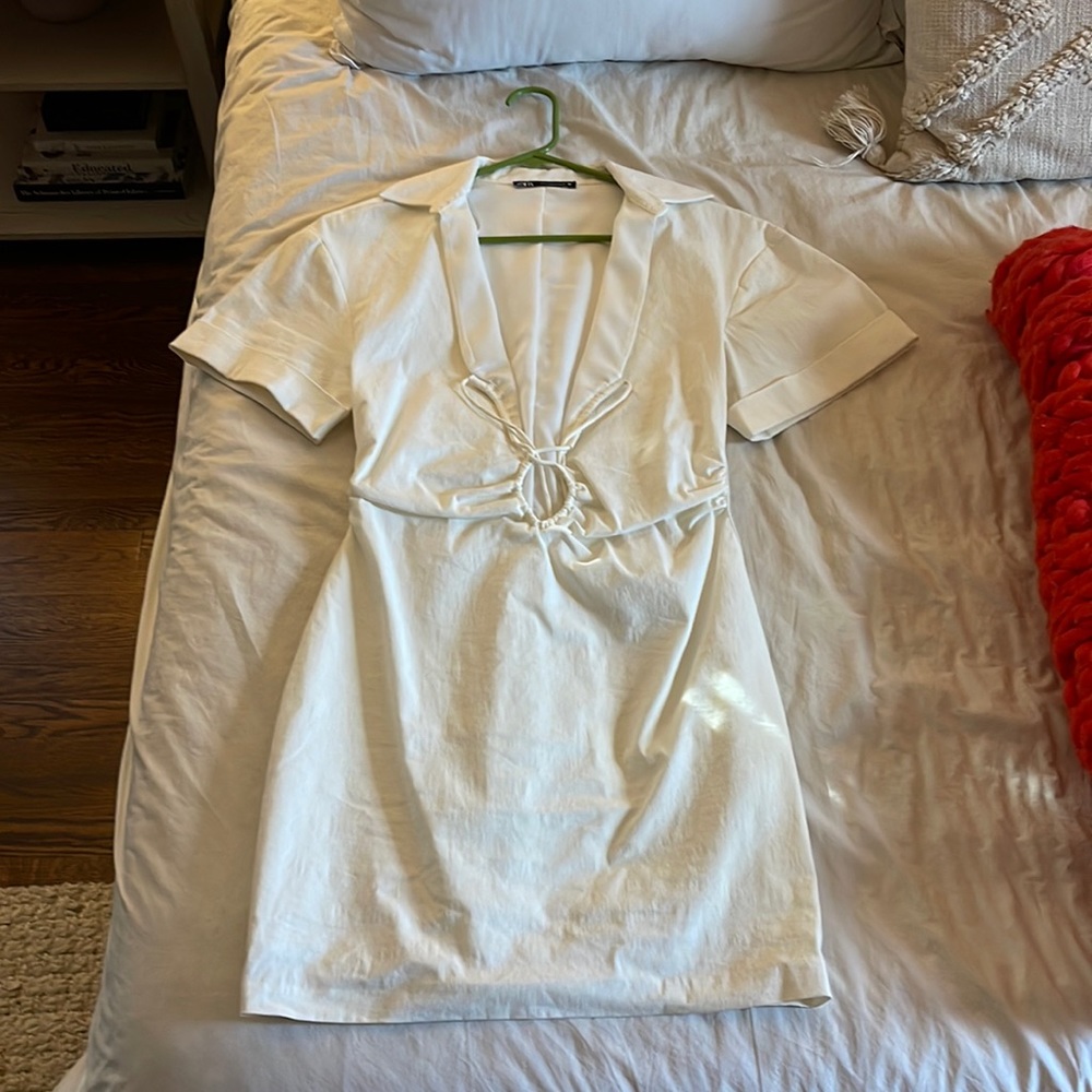 Zara white collared mini dress